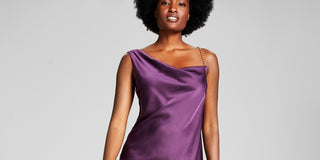 And Now This Women's Asymmetric Chain Strap Slip Dress Purple Size Medium