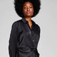 And Now This Women's Twisted Long Sleeve Shirtdress Black Size X-Small