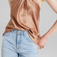 And Now This Women's Halter Neck Twist Front Tank Top Brown Size Large
