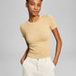 And Now This Women's Seamless Short Sleeve Crewneck Top Brown Size X-Large