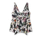 Kona Sol Women's Plunge V-Neck Strappy Back Tankini Top Black Floral Print Size 3X