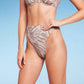 Wild Fable Women's Ribbed High Leg Cheeky High Waist Bikini Bottom Tan Animal Print Size XXS
