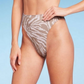 Wild Fable Women's Ribbed High Leg Cheeky High Waist Bikini Bottom Tan Animal Print Size XXS