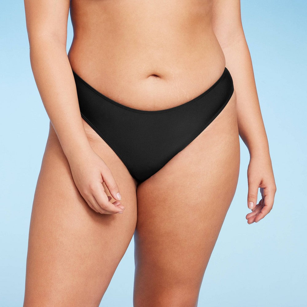 Wild Fable Women's High Leg Ultra Cheeky Bikini Bottom Black Size XXS