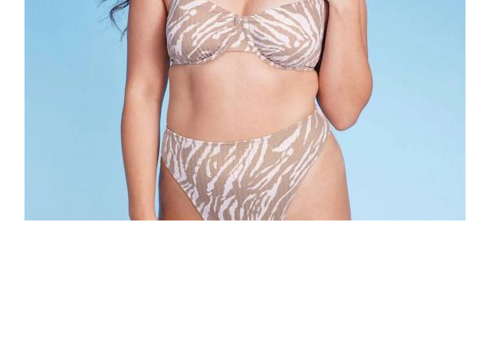 Wild Fable Women's Tan Animal Print Bralette Bikini Top Size XXS