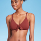 Wild Fable Women's Rust Tie-Front Bikini Top in Pique Texture Size XXS