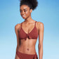 Wild Fable Women's Rust Tie-Front Bikini Top in Pique Texture Size XXS
