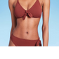 Wild Fable Women's Rust Tie-Front Bikini Top in Pique Texture Size XXS