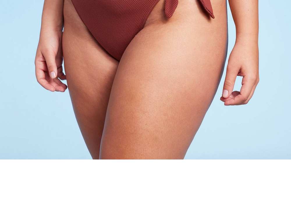 Wild Fable Women's Pique High Waist Bikini Bottom in Rust XL