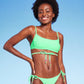 Mint Green Beaded Wrap Bralette Bikini Top for Women - S