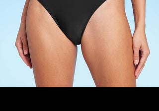 Wild Fable Women's Black Bikini Bottom High Waist Leg Cheeky Size XS