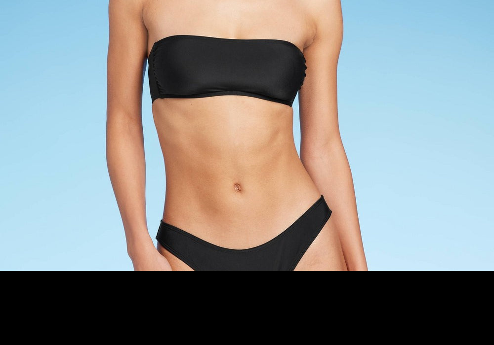 Black Pull Over Bandeau Bikini Top - Women's Size S by Wild Fable