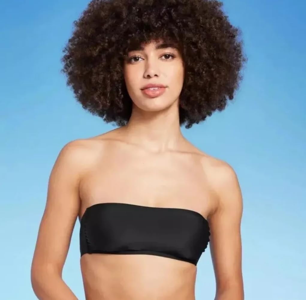 Wild Fable Women's Black Bandeau Bikini Top - Pull Over XS