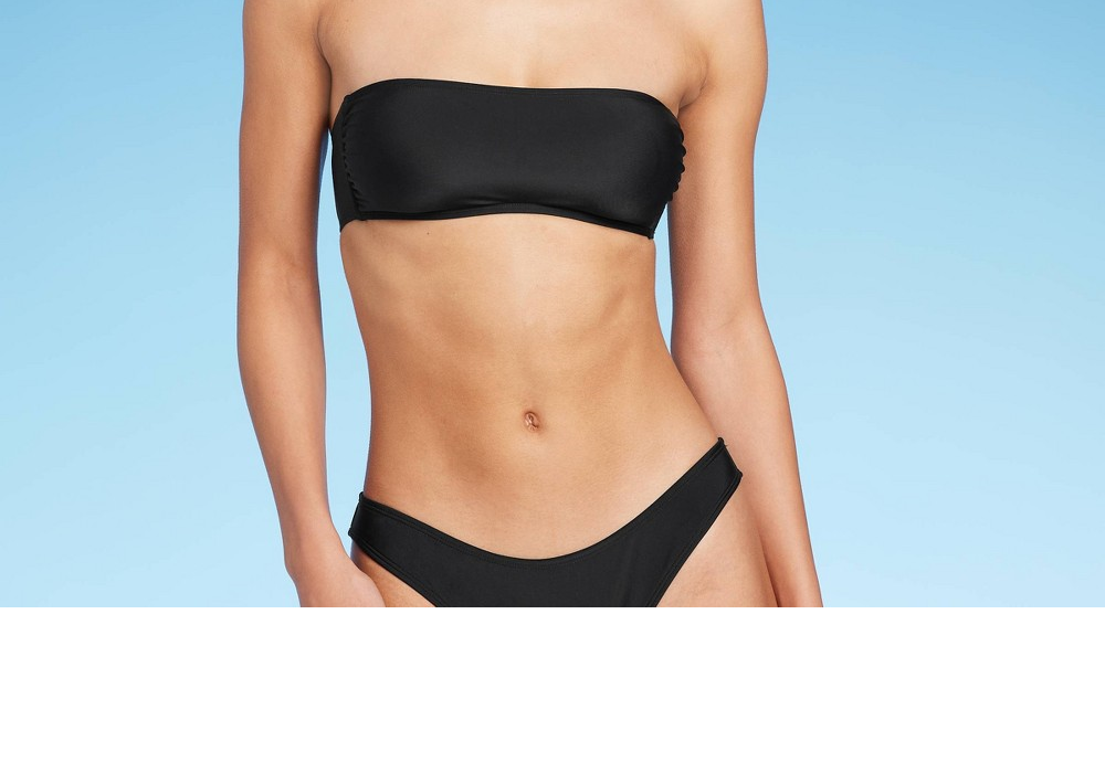 Women's Black Bandeau Bikini Top by Wild Fable Size XXS