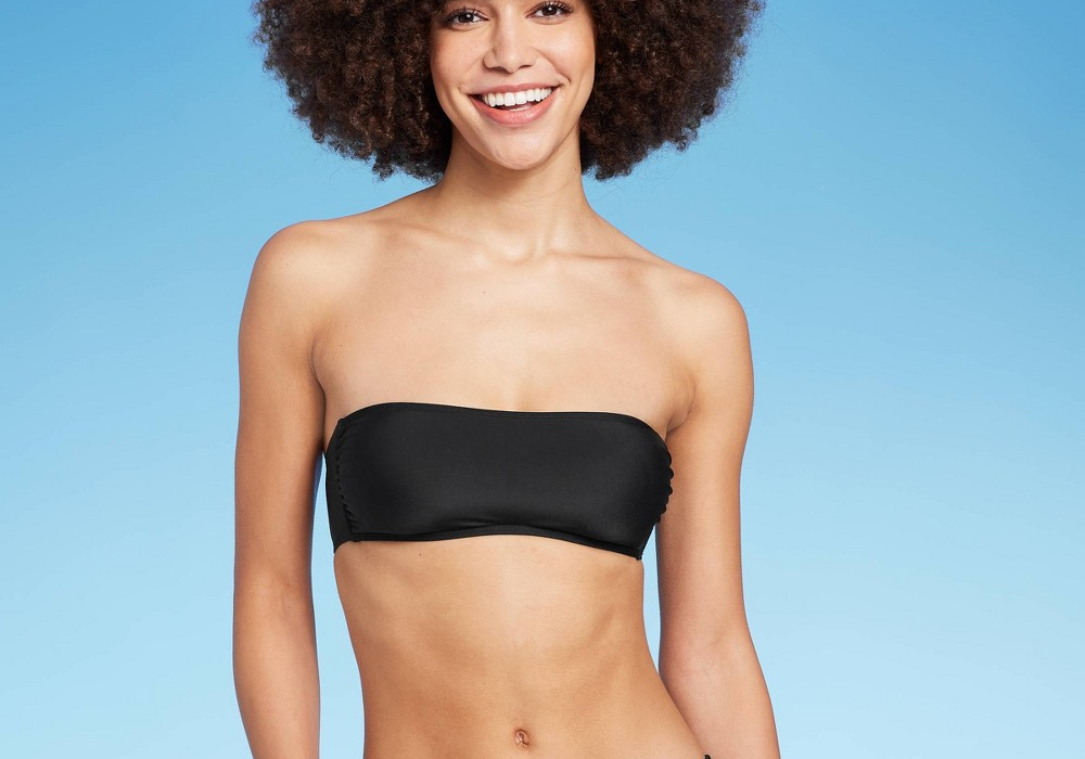 Women's Black Bandeau Bikini Top by Wild Fable Size XXS