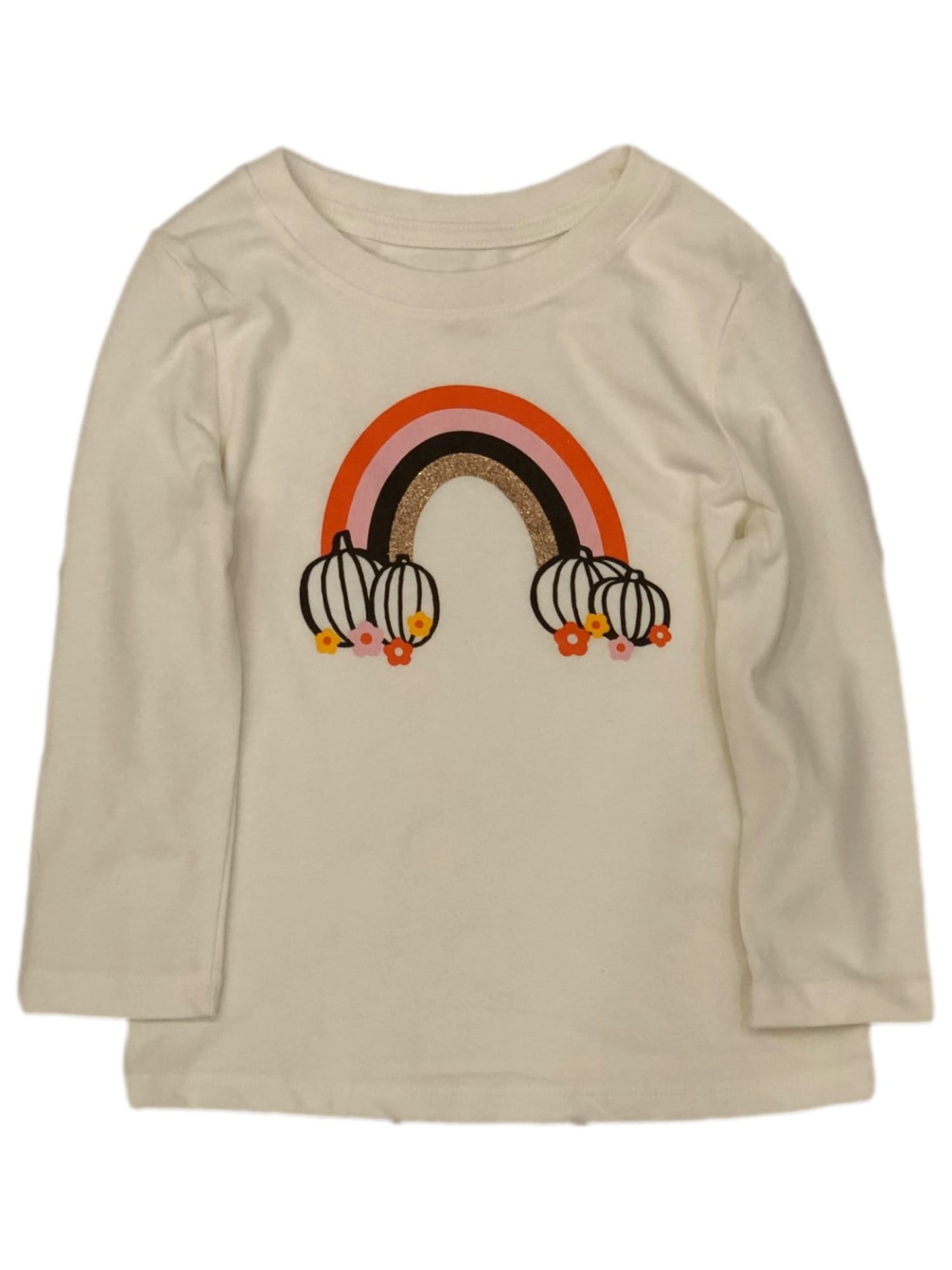 Rainbow Pumpkin Tee for Girls - Halloween/Thanksgiving, Size 5T, Color Variable