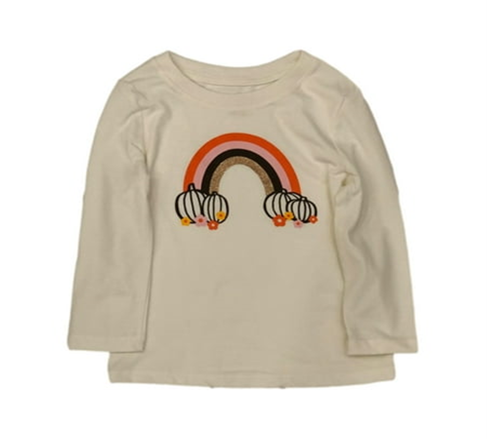 Rainbow Pumpkin Tee for Girls - Halloween/Thanksgiving, Size 5T, Color Variable