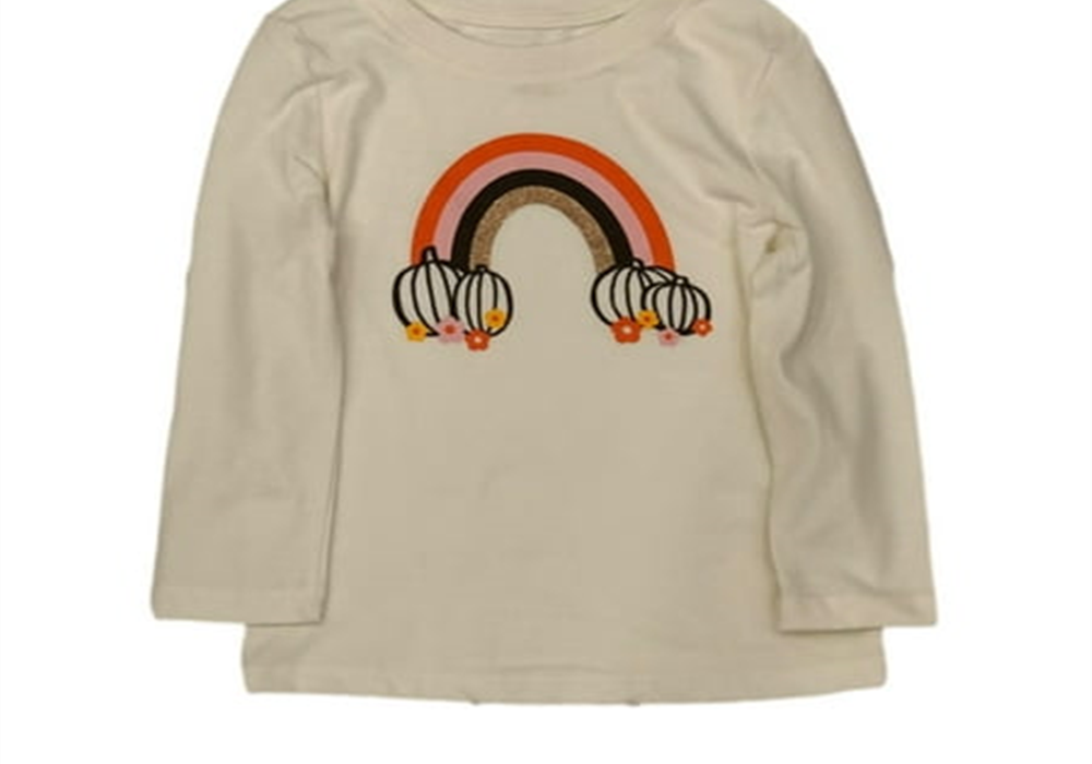 Rainbow Pumpkin Tee for Girls - Halloween/Thanksgiving, Size 5T, Color Variable