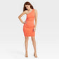 A New Day Ruched Knit Mini Dress Orange Size L