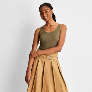 Future Collective Rib-Knit Tank Top for Women - Dark Olive Green Size M by Reese Blutstein