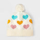 Cat & Jack Girls Cream Heart Jacquard Beanie One Size