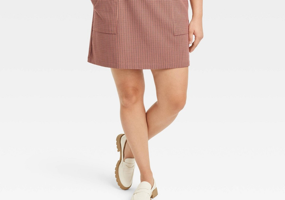 A New Day Women's Mini Skirt in Brown Plaid Size 3X