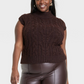 A New Day Women's Cropped Sweater Vest with Mock Turtleneck Dark Brown Size XXL