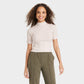 A New Day Women's Mock Turtleneck Ribbed Sweater Oatmeal Size M