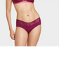 Auden Berry Purple Cotton Hipster Underwear with Lace Waistband - Women's Size S'