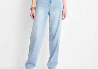 Future Collective Women's Mid-Rise Baggy Fit Jeans - Alani Noelle Blue Size 10