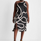 Future Collective Women's One Shoulder Slit Midi Dress - Abstract Black/White XXL by Alani Noelle