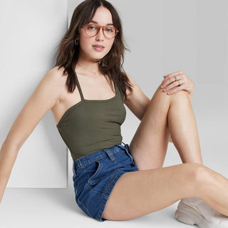 Wild Fable Women's Olive Green Bodysuit XL - Open Back