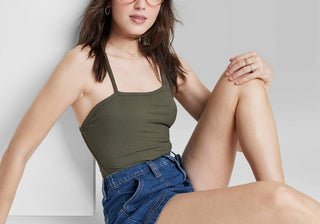 Wild Fable Women's Olive Green Bodysuit XL - Open Back