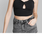 Wild Fable Women's Black Cut Out Tiny Top Size XXS