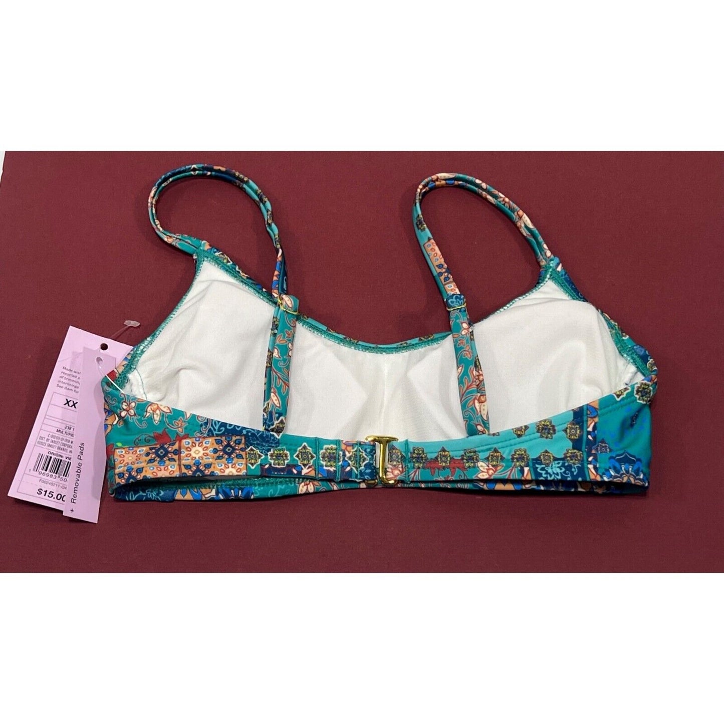 Wild Fable Blue Patchwork Print Bralette Bikini Top for Women Size XXS