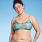 Wild Fable Blue Patchwork Print Bralette Bikini Top for Women Size XXS