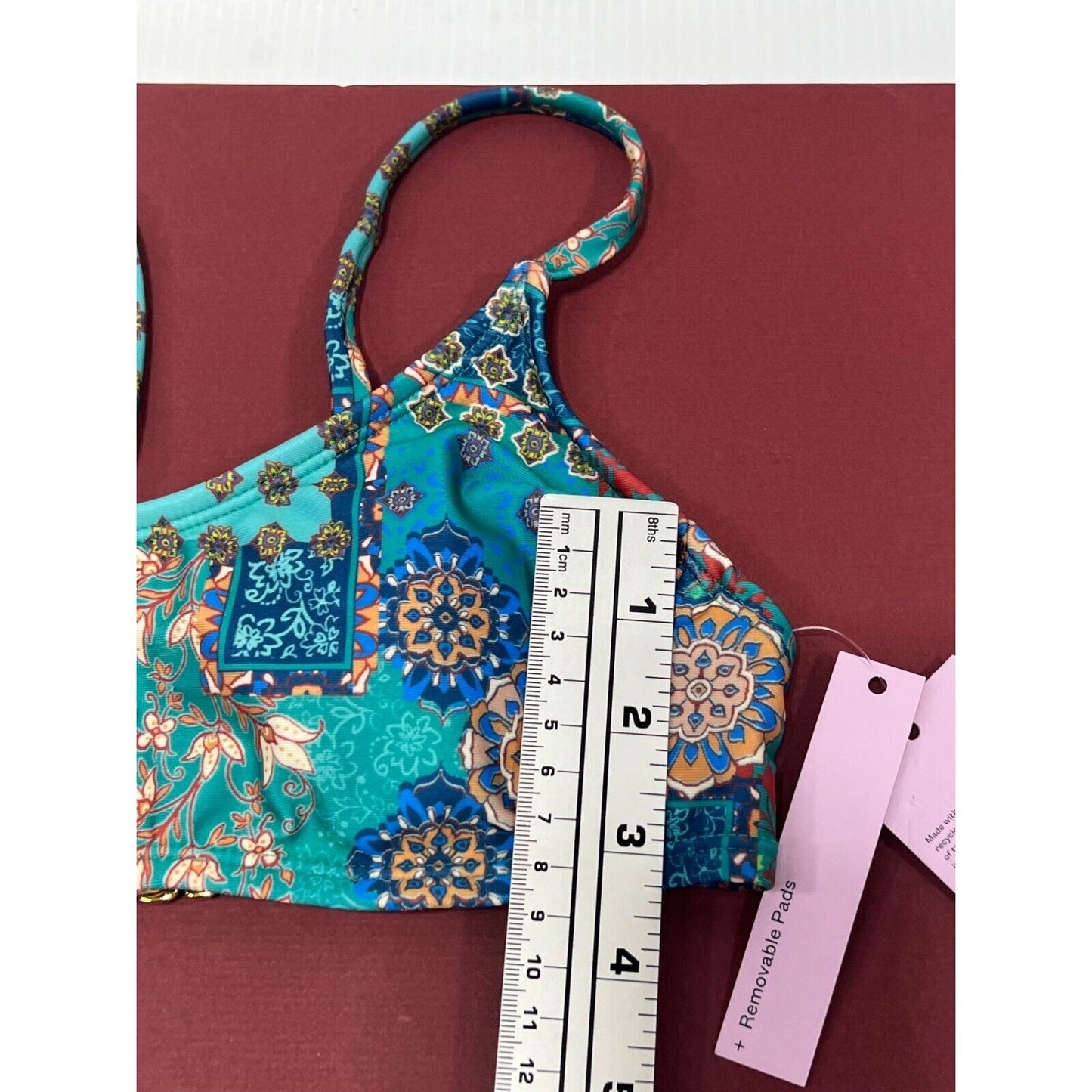 Wild Fable Blue Patchwork Print Bralette Bikini Top for Women Size XXS