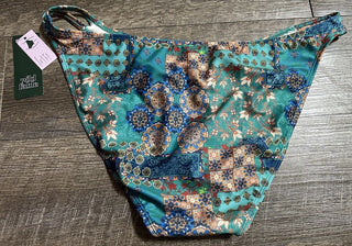 Wild Fable Women's Blue Patchwork Cheeky High Leg Bikini Bottom with Double Side Tab Size XL