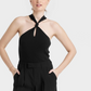 A New Day Women's Halter Neck Pullover Sweater Black Size M
