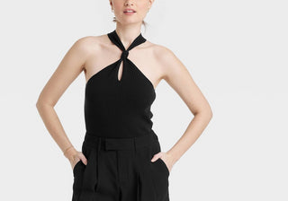 A New Day Women's Halter Neck Pullover Sweater Black Size M