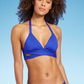 Kona Sol Women's Faux Wrap Bikini Top Blue Size M
