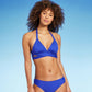 Kona Sol Women's Faux Wrap Bikini Top Blue Size M