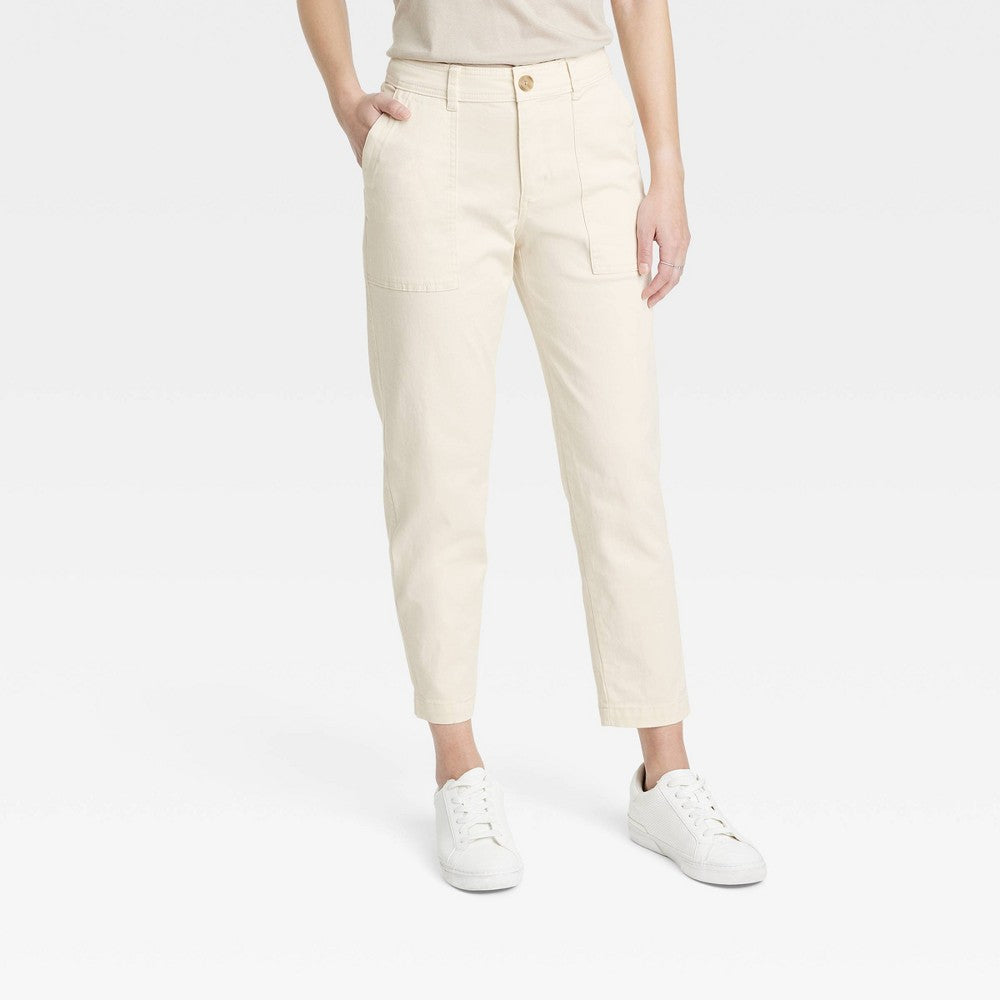 A New Day Slim Fit High-Rise Women's Chino Pants Cream Size 10