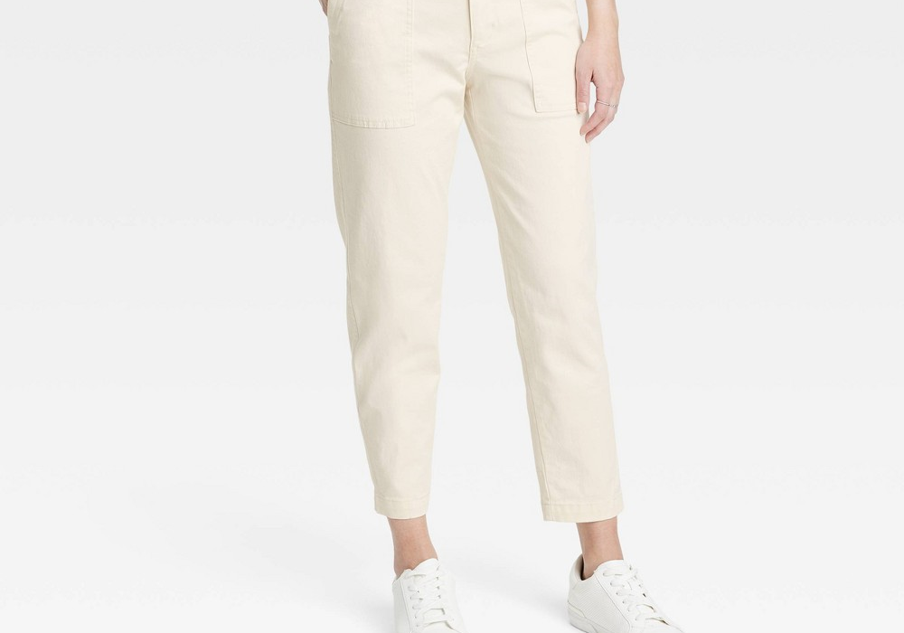 A New Day Slim Fit High-Rise Women's Chino Pants Cream Size 10