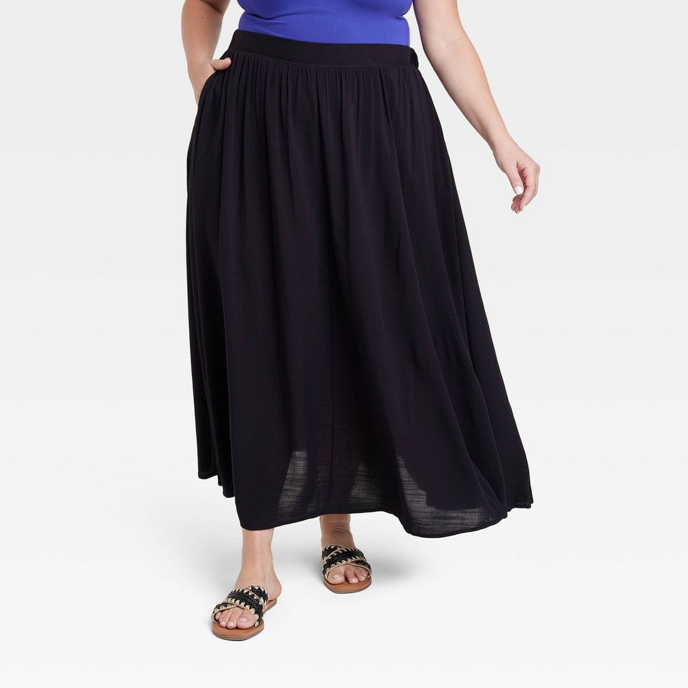Ava & Viv Women's Black Maxi Skirt Size XXL