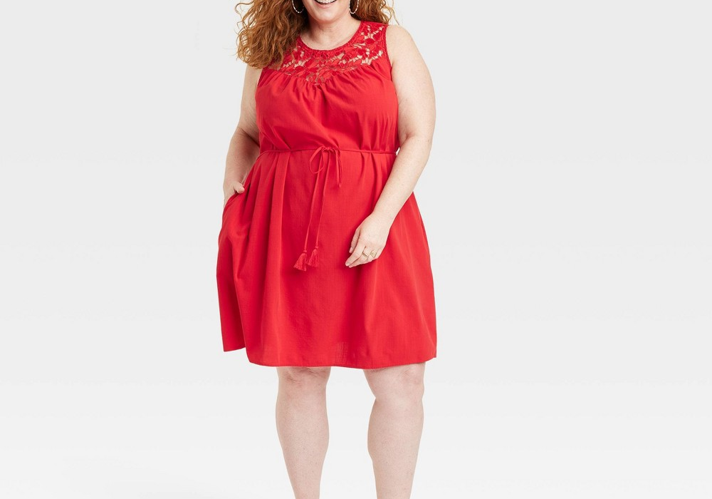 Knox Rose Berry Red Tank Dress Women's Sleeveless Size XXL