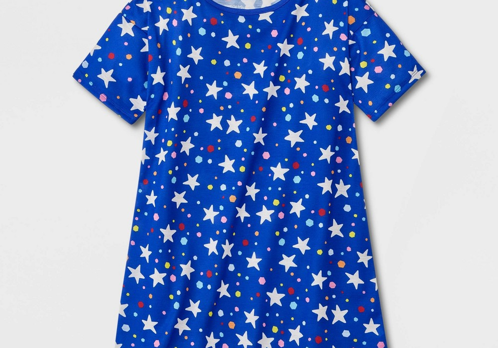 Cat & Jack Girls Short Sleeve NightGown Blue Size S
