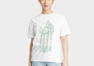 White Short Sleeve Graphic T-Shirt - Happy Earth Day Tall Trees - Women's Size M