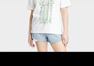White Short Sleeve Graphic T-Shirt - Happy Earth Day Tall Trees - Women's Size M