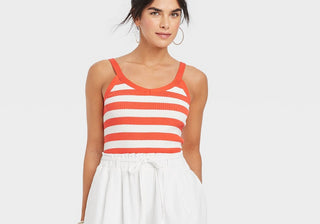 Universal Thread Women's Striped Sweater Tank Top in Orange Size L
